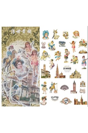 SF SCRAPBOOK KIRTASİYE Scrapbook Vintage 30 Parça Victoria Desenli Deco Kağıt...