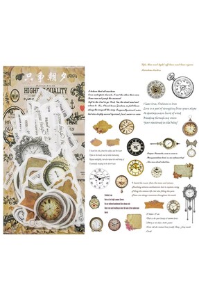 SF SCRAPBOOK KIRTASİYE Scrapbook Vintage 30 Parça Saat Desenli Deco Kağıt Set...