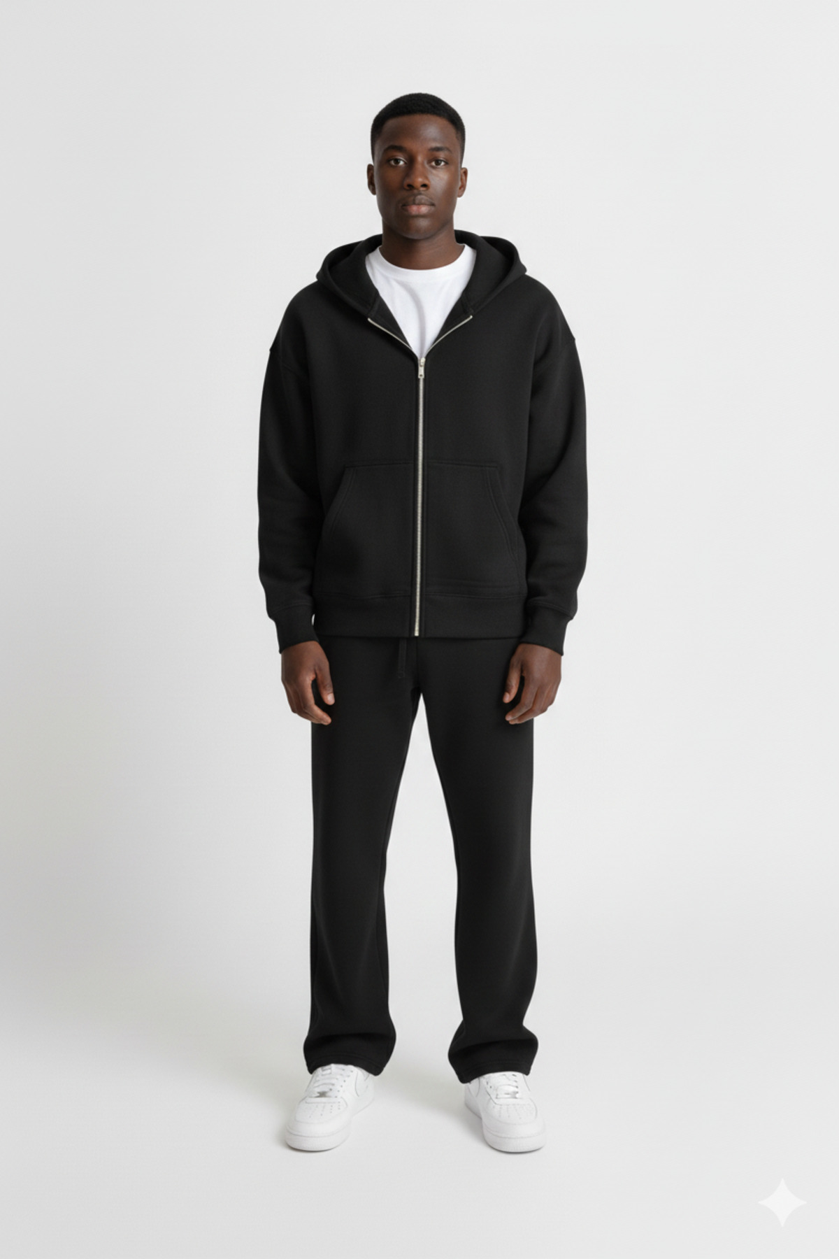 Jack & Noah Erkek Siyah 3 İplik Şardonlu Baggy Eşofman Takımı