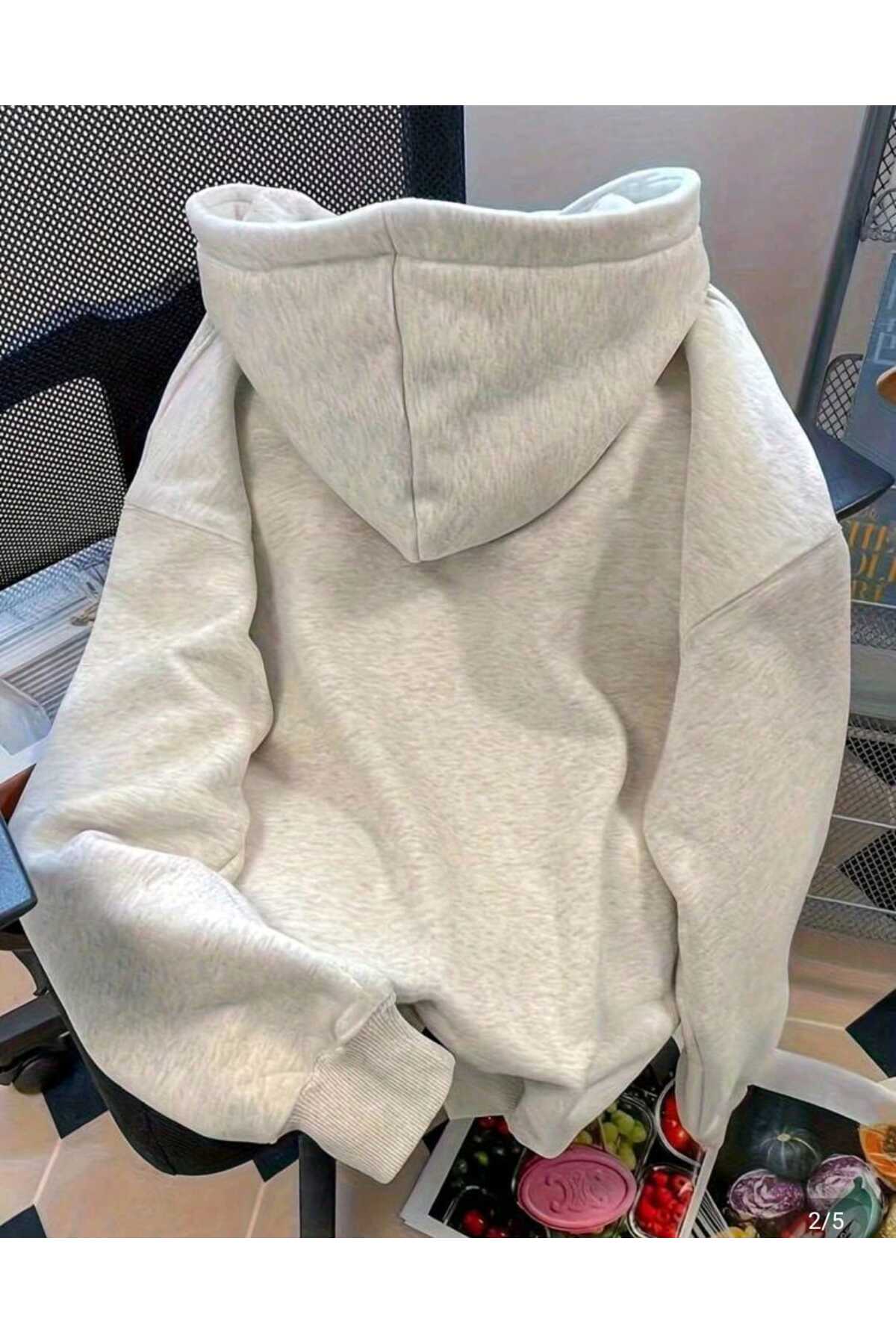 COHERENT Unisex Erkek/Kadın Renkli CHAMPIONS Özel Baskılı Pamuklu Oversize Kapüşonlu Sweatshirt görsel 2