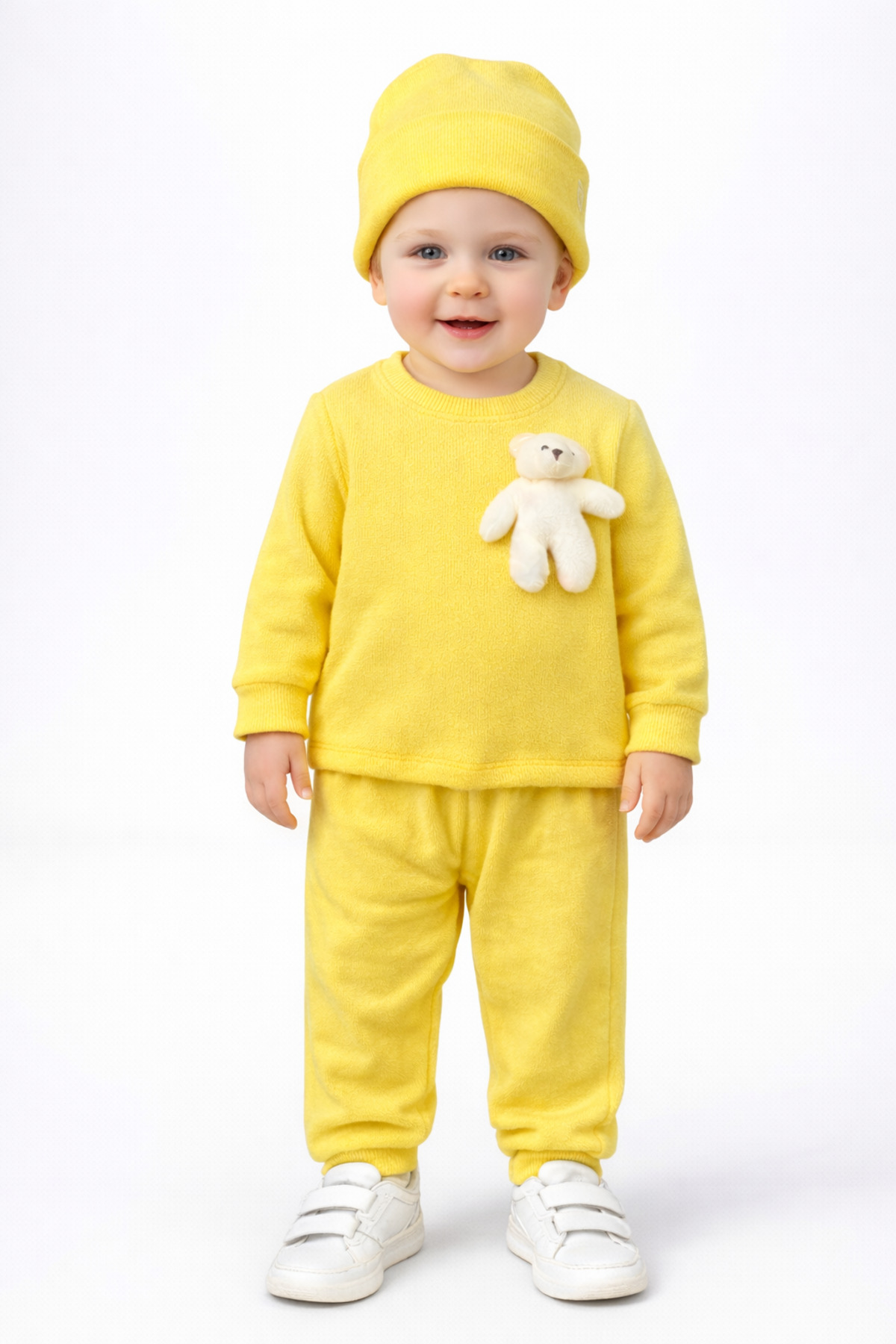 BASİC SARI AYICIKLI RİBANA ŞAPKALI EŞOFMAN SET