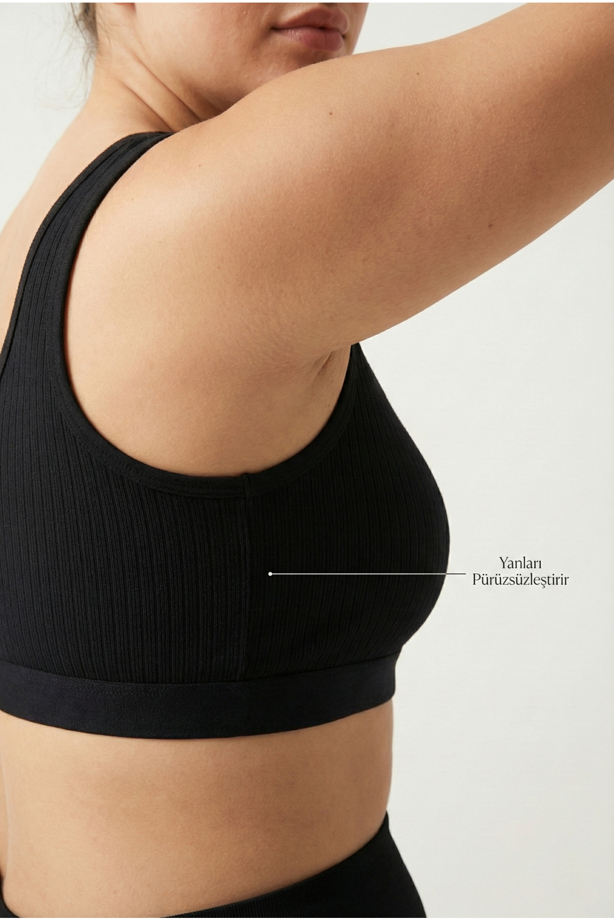 underwear bodyway  Büyük Beden 2'li Kalın Askılı Fitilli Büstiyer Seti - Yanları Kapatan Pamuklu Crop Yarım Atlet - Görsel 4