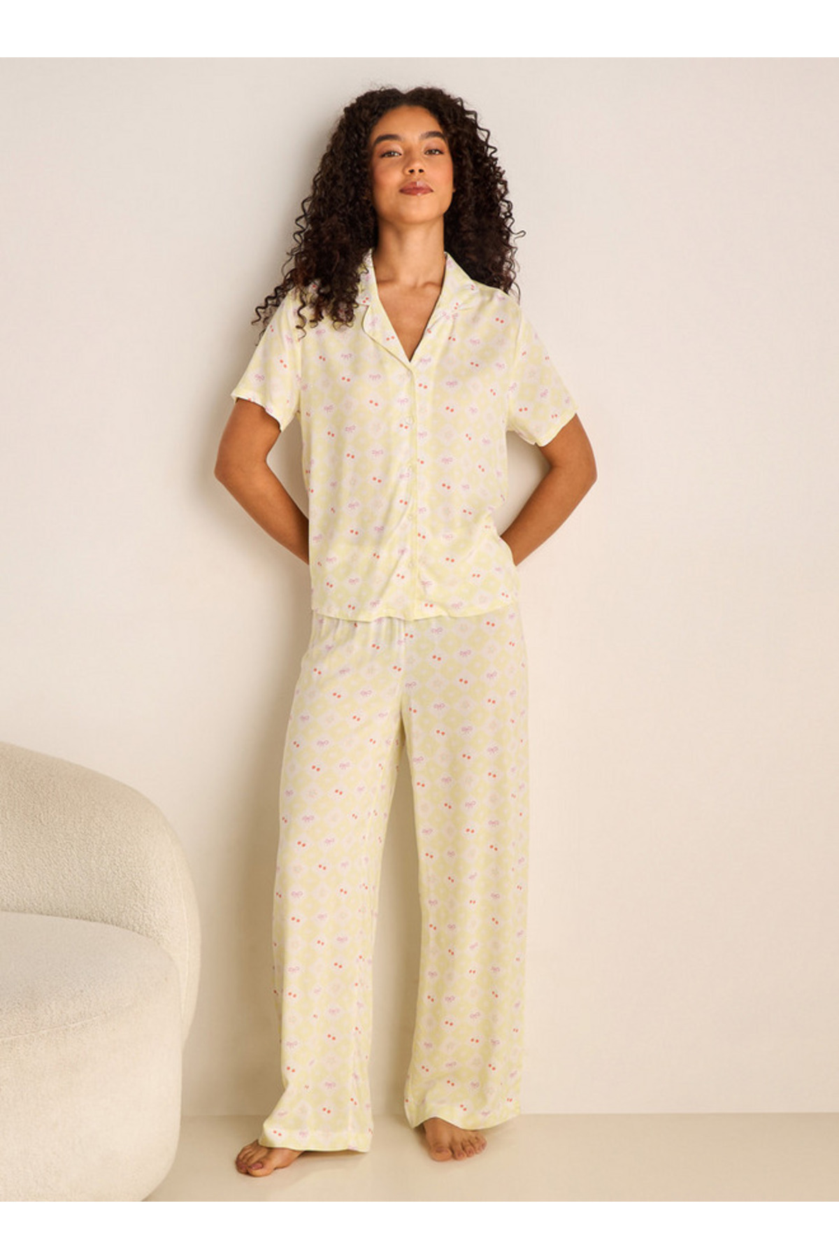 Splash FAV Pyjama Set Button-Down Shirt & Trousers Viscose