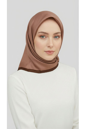 Karaca Eşarp DÜZ TWİL POLYESTER EŞARP - KAHVERENGİ