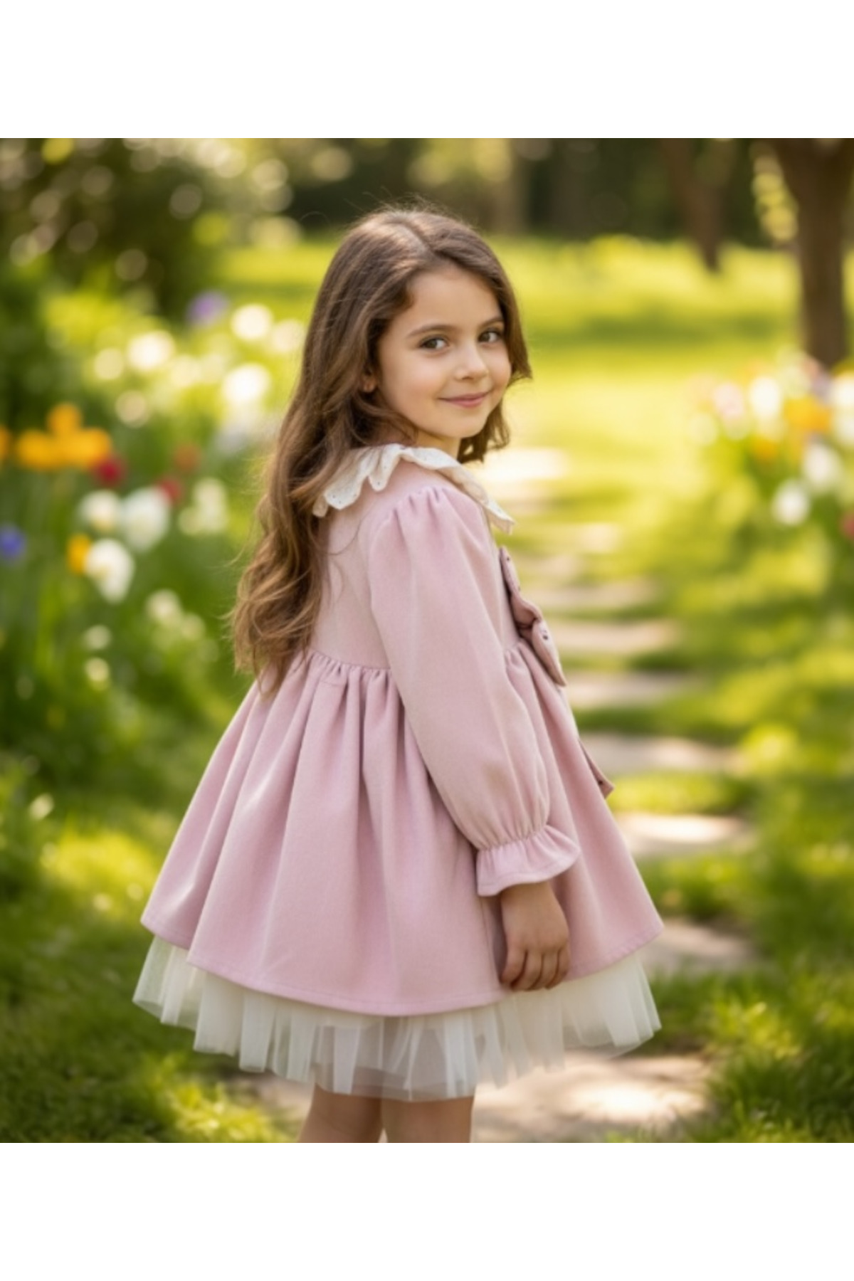 LİTTLE ANGELS Fisto Yakalı Fiyonk Detaylı Bebek Elbise fotoğrafı 2 (önizleme)