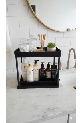 Real Mutfak 2 KATLI SÜRGÜLÜ SİYAH ÇEKMECE DOLAP İÇİ DÜZENLEYİCİ