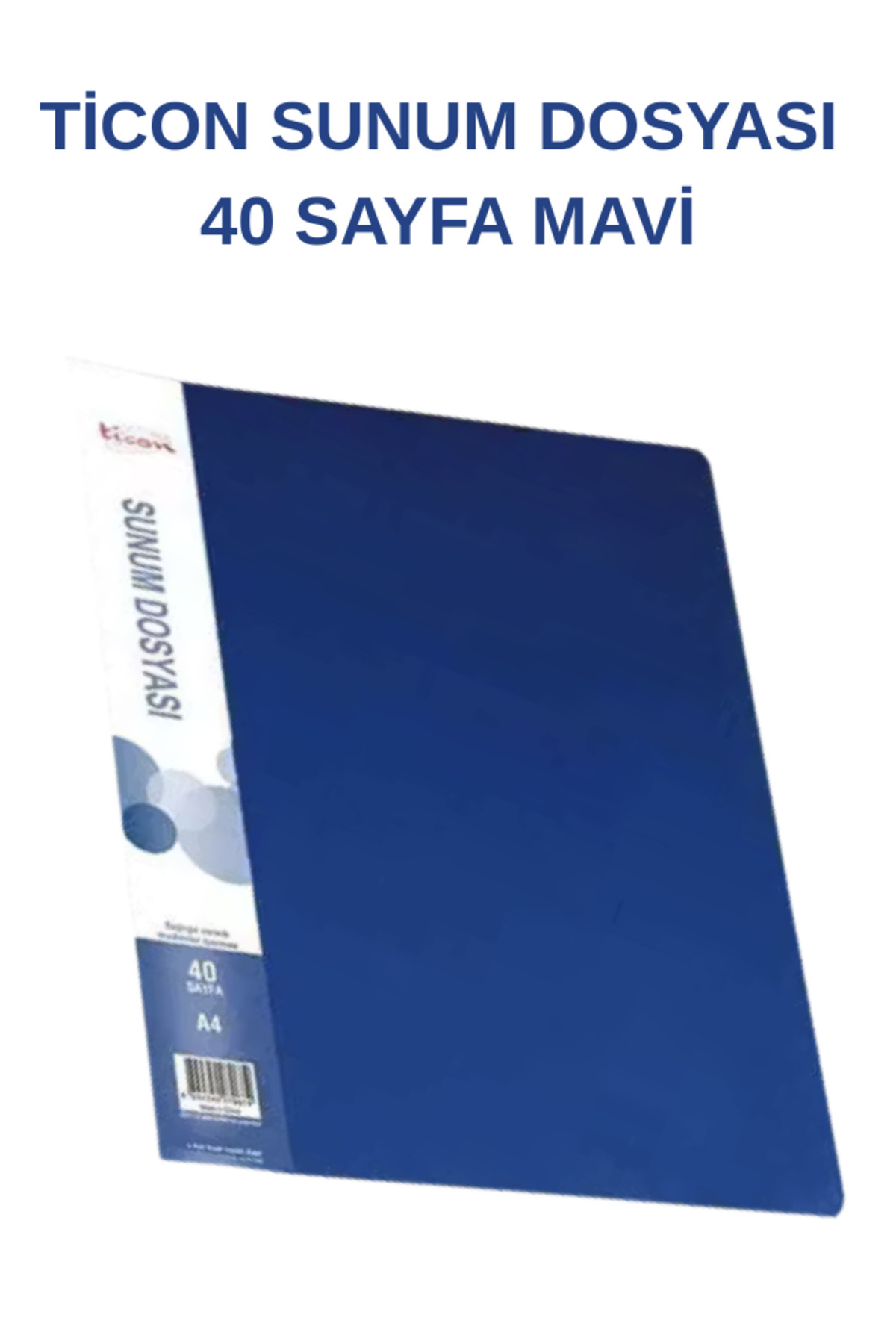 Ticon 40’lı Sunum Dosyası – Şeffaf Poşet Dosya | Okul, Ofis ve Arşiv Kullanımı Mavi
