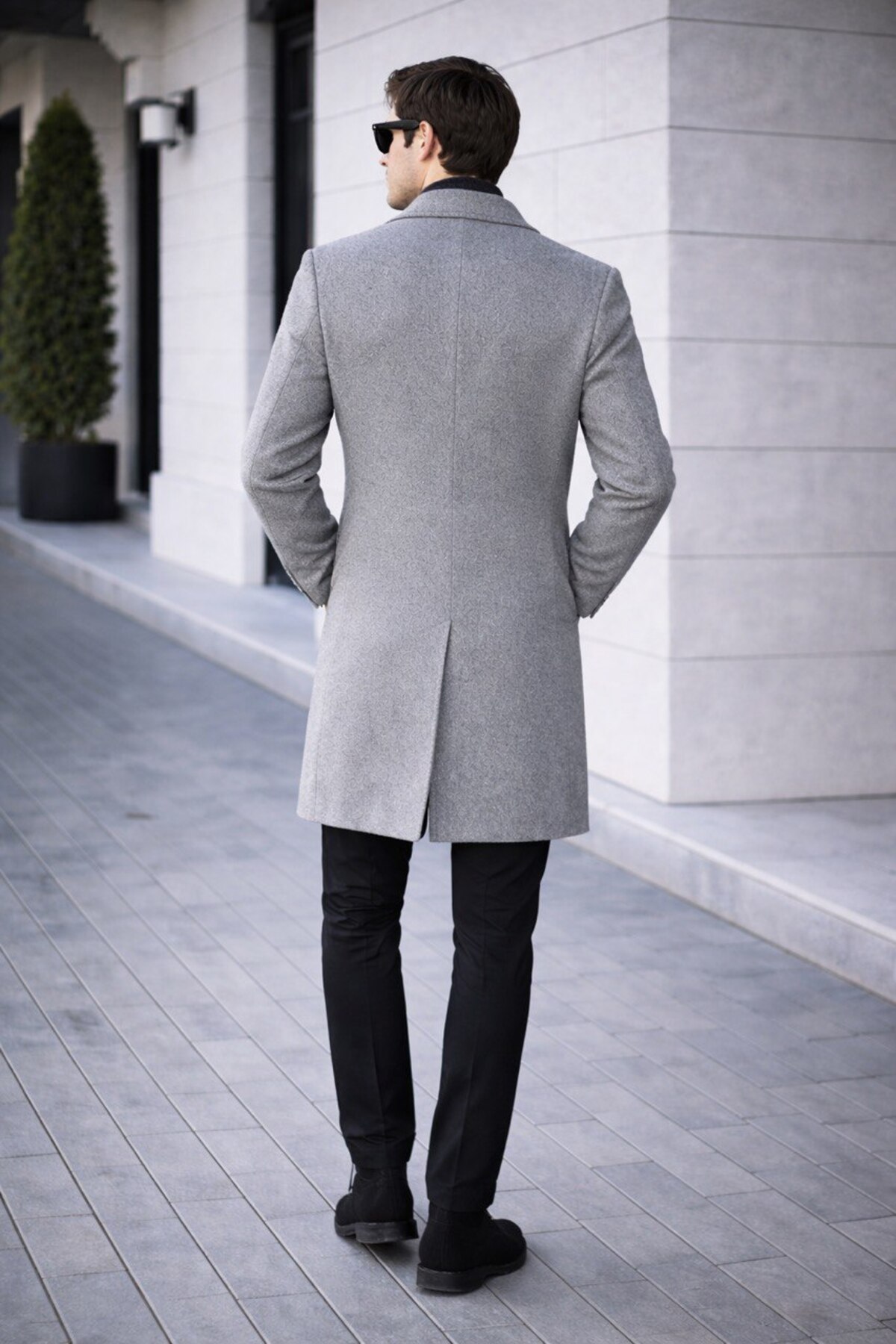 BASEL.CO  Erkek İtalyan Kesim Uzun Kaşe Kaban - Görsel 2