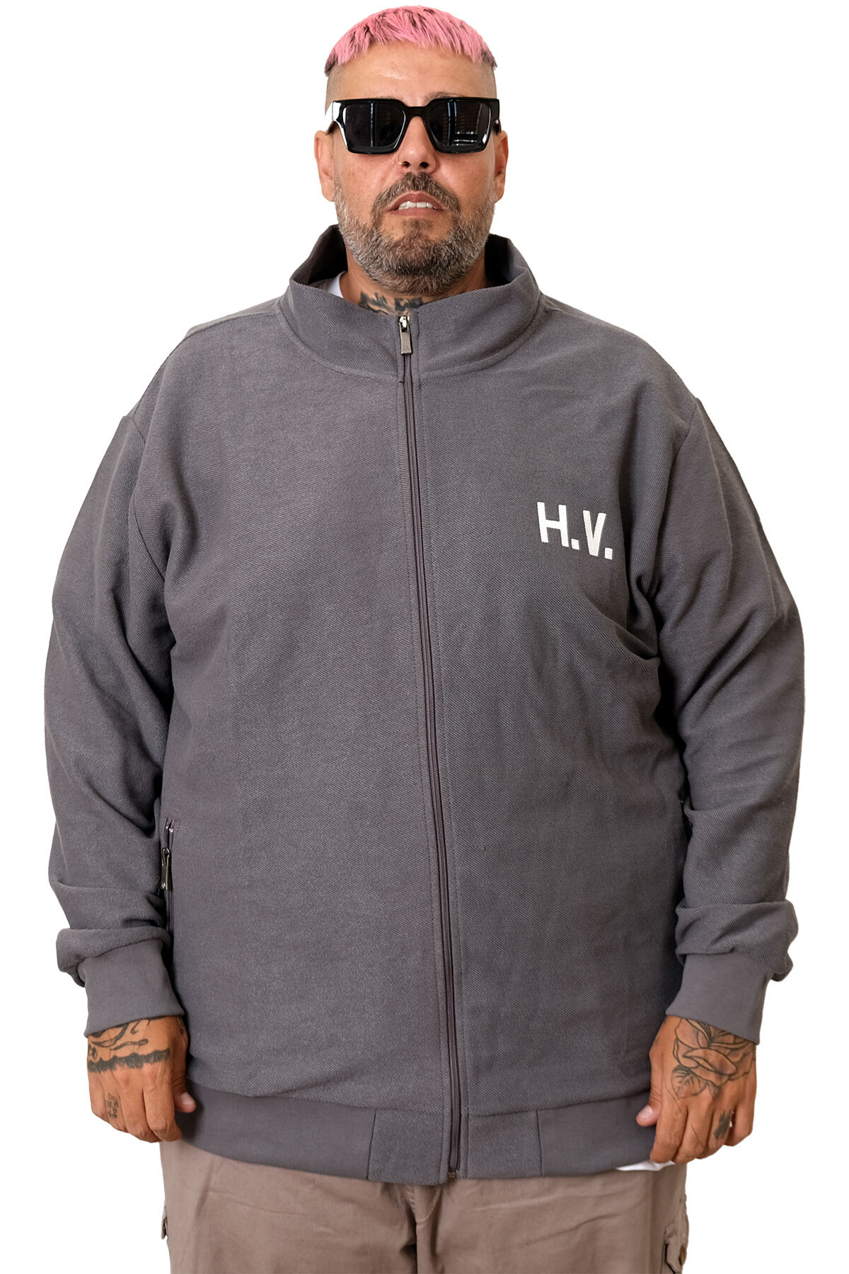 ModeXL Mode XL Büyük Beden Erkek Hırka Neverregret u25814