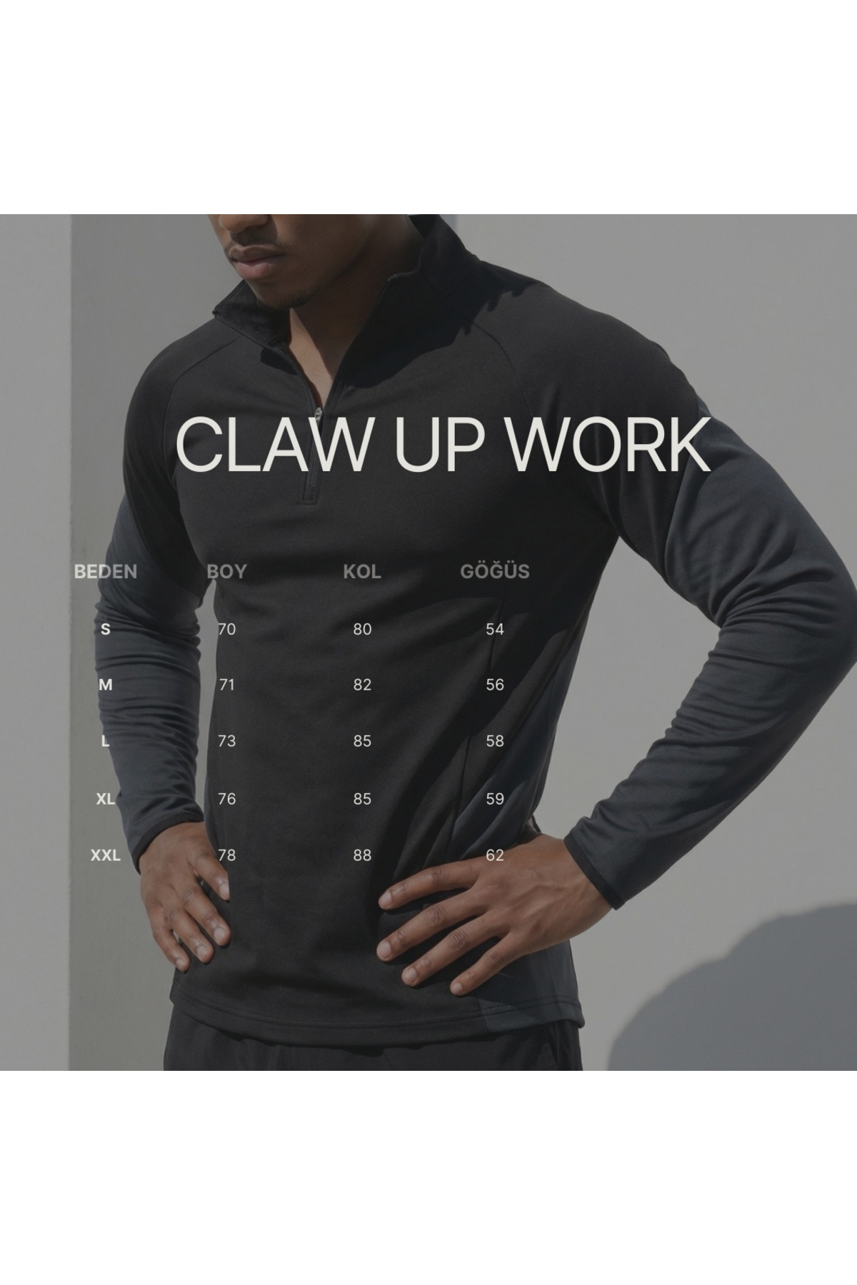 CLAW UP WORK Gramajlı Modal Kumaş Parça Detaylı Parmak Geçmeli Yarım Fermuarlı Erkek Siyah-Antrasit Sweatshirt görsel 7