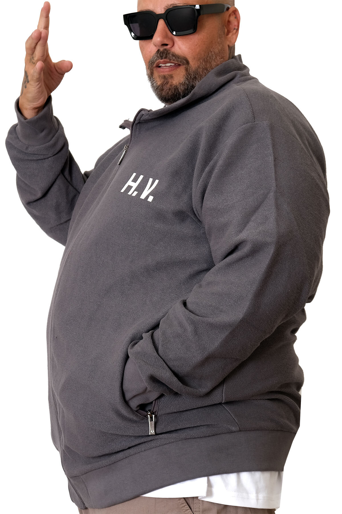 ModeXL Mode XL Büyük Beden Erkek Hırka Neverregret u25814 görsel 3