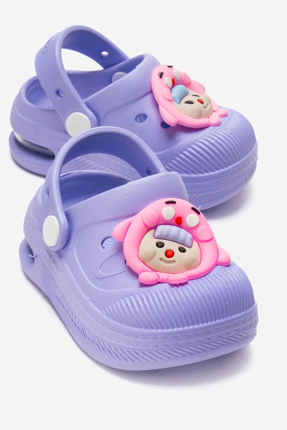 Children's Emoji Sabo Slippers with Light LILAC