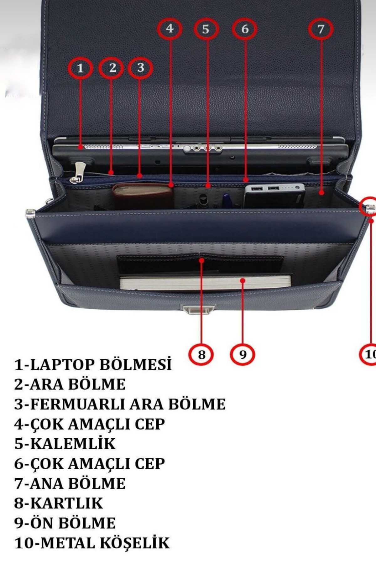 Toms Jones  Erkek Evrak Çantası 15,6 inç Organizer Bölmeli A4 Kağıt ve Dosya Uyumlu Omuz Askılı - Görsel 2