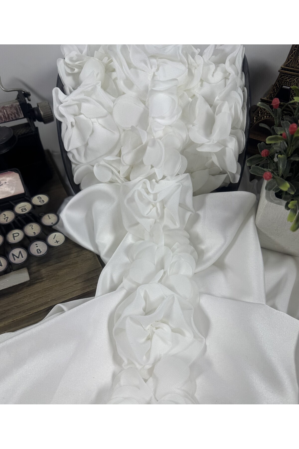 elegant chiffon ribbon accessory with rose motif (1mt)