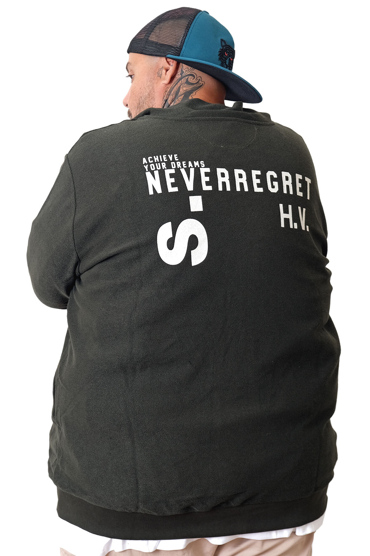 ModeXL Mode XL Büyük Beden Erkek Hırka Neverregret u25814 görsel 4