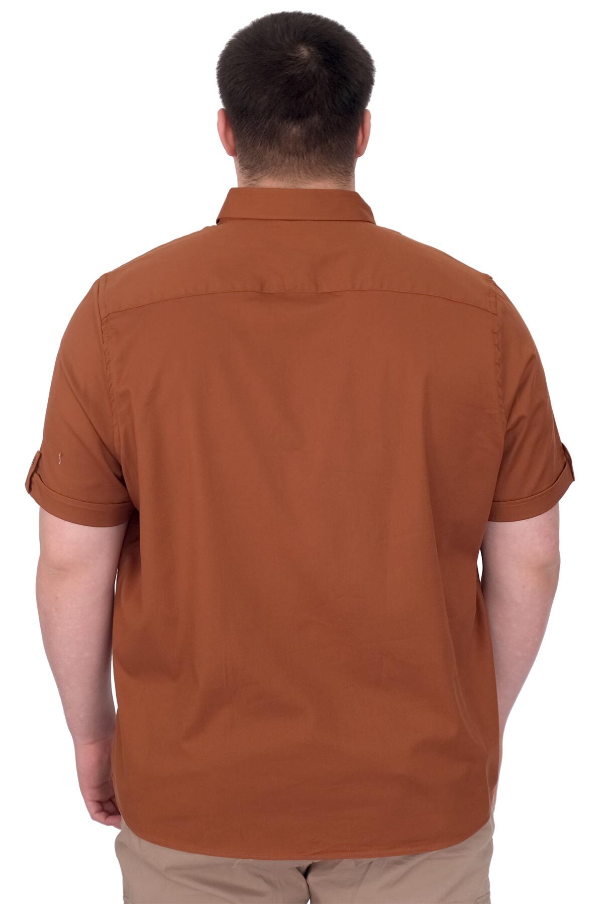 ModeXL Mode XL Büyük Beden Erkek Gabardin Gömlek Mode09 U25603 Tarçın görsel 3