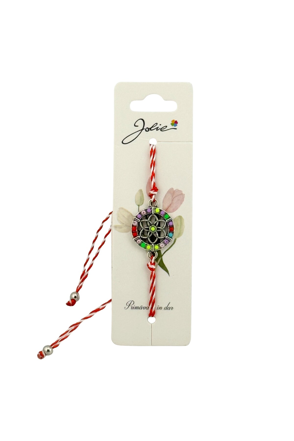 Flippy Гривна Martisor бяло-червена с метална висулка, модел 5, Jolie