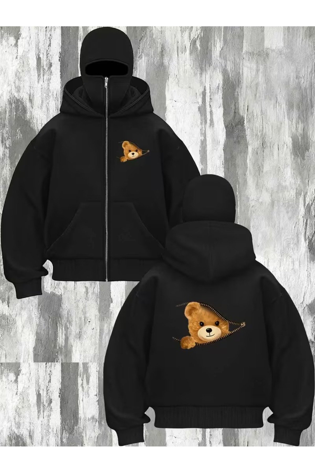 Kar Maskelİ NİNja Erkek FermuarlI SweatshIRt HIRka 3 İPlİK KalIN FermuarlI 035