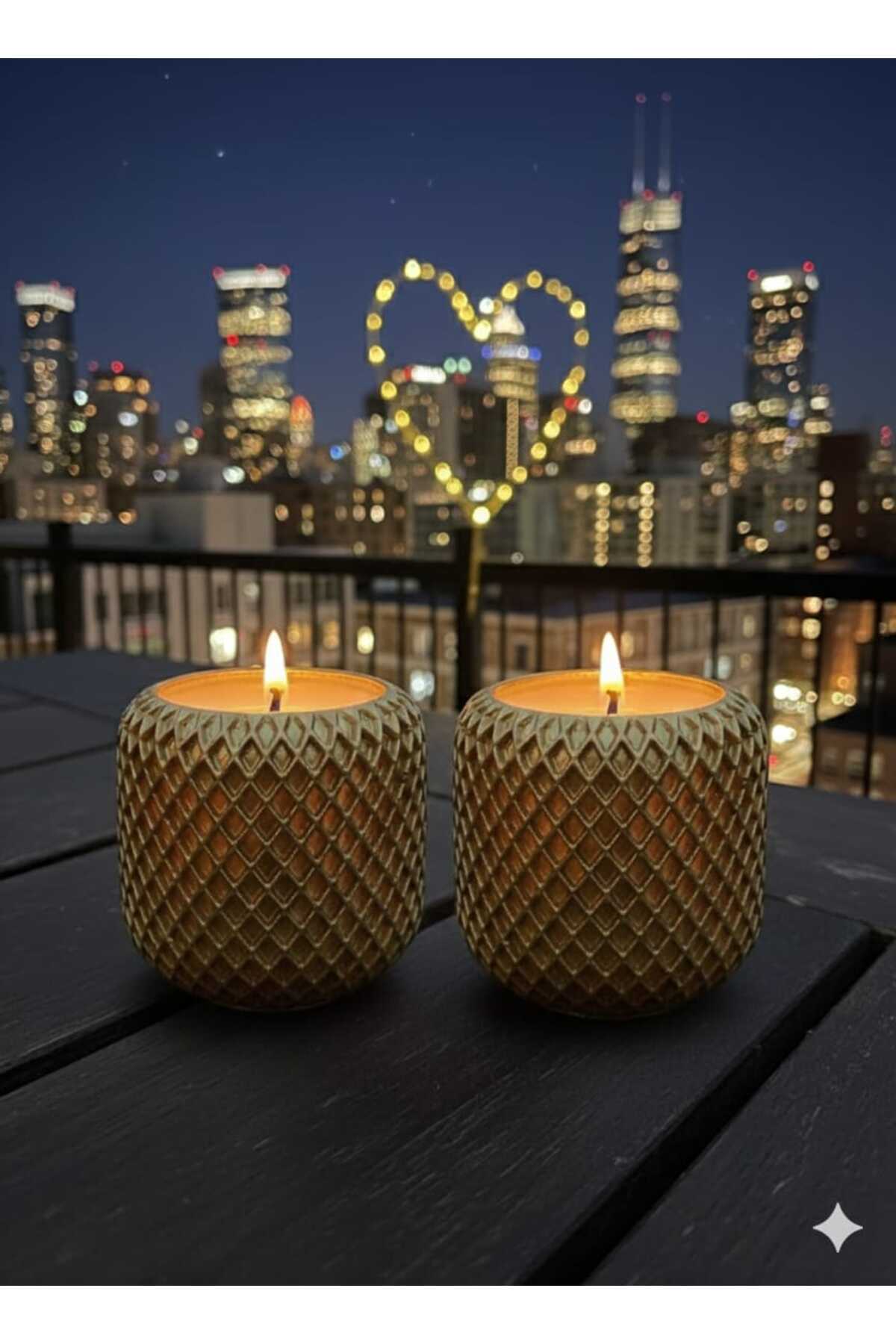 2-Piece Set GOLD COLOR GEOMETRIC PATTERN CANDLE