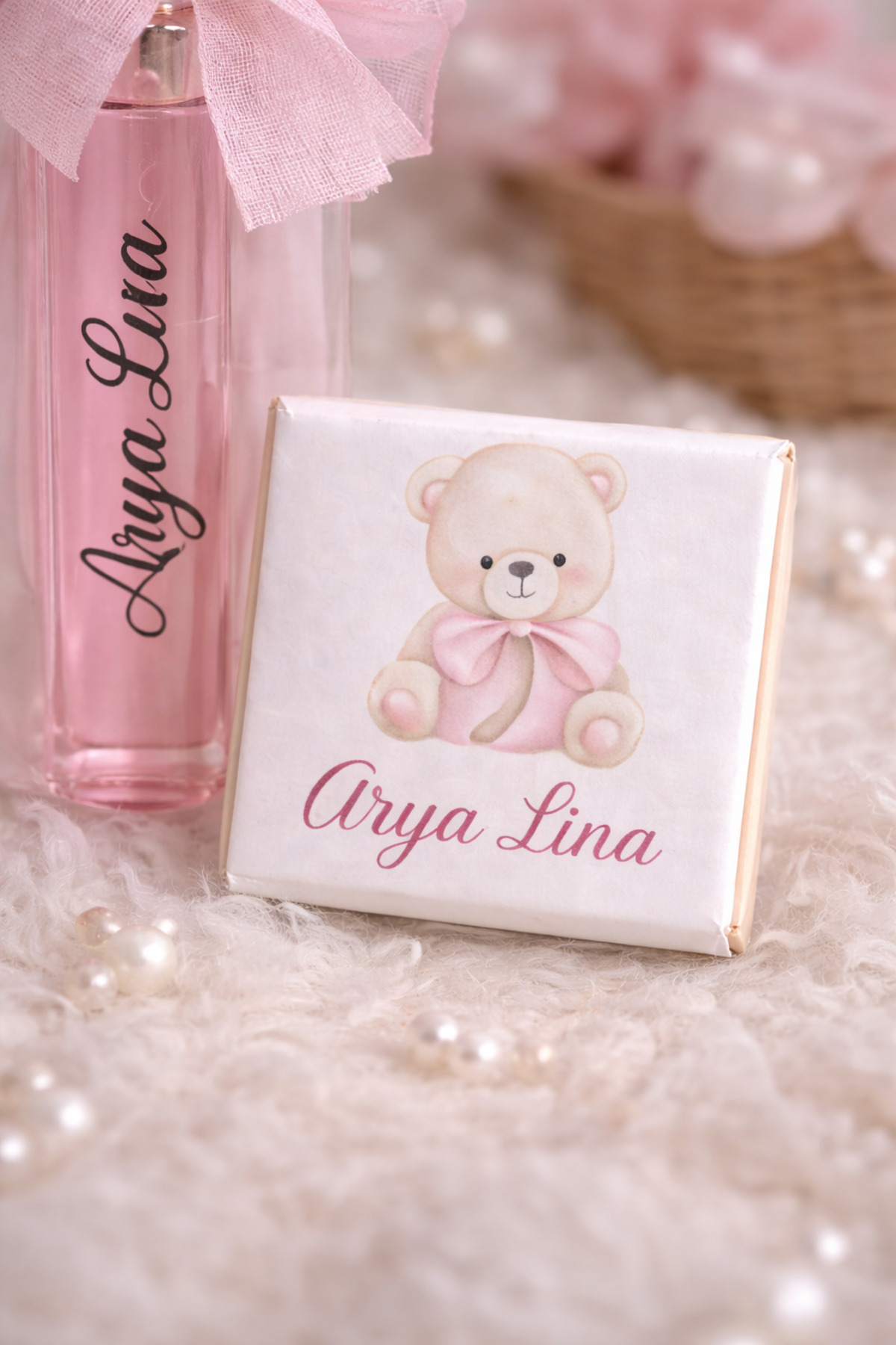 FİORE HEDİYELİK Bebek Hediyelik 10 Adet Çikolata Kolonya Seti Kişiye Özel İsimli Bebek Doğum Mevlüt Doğum Günü fotoğrafı 3 (önizleme)