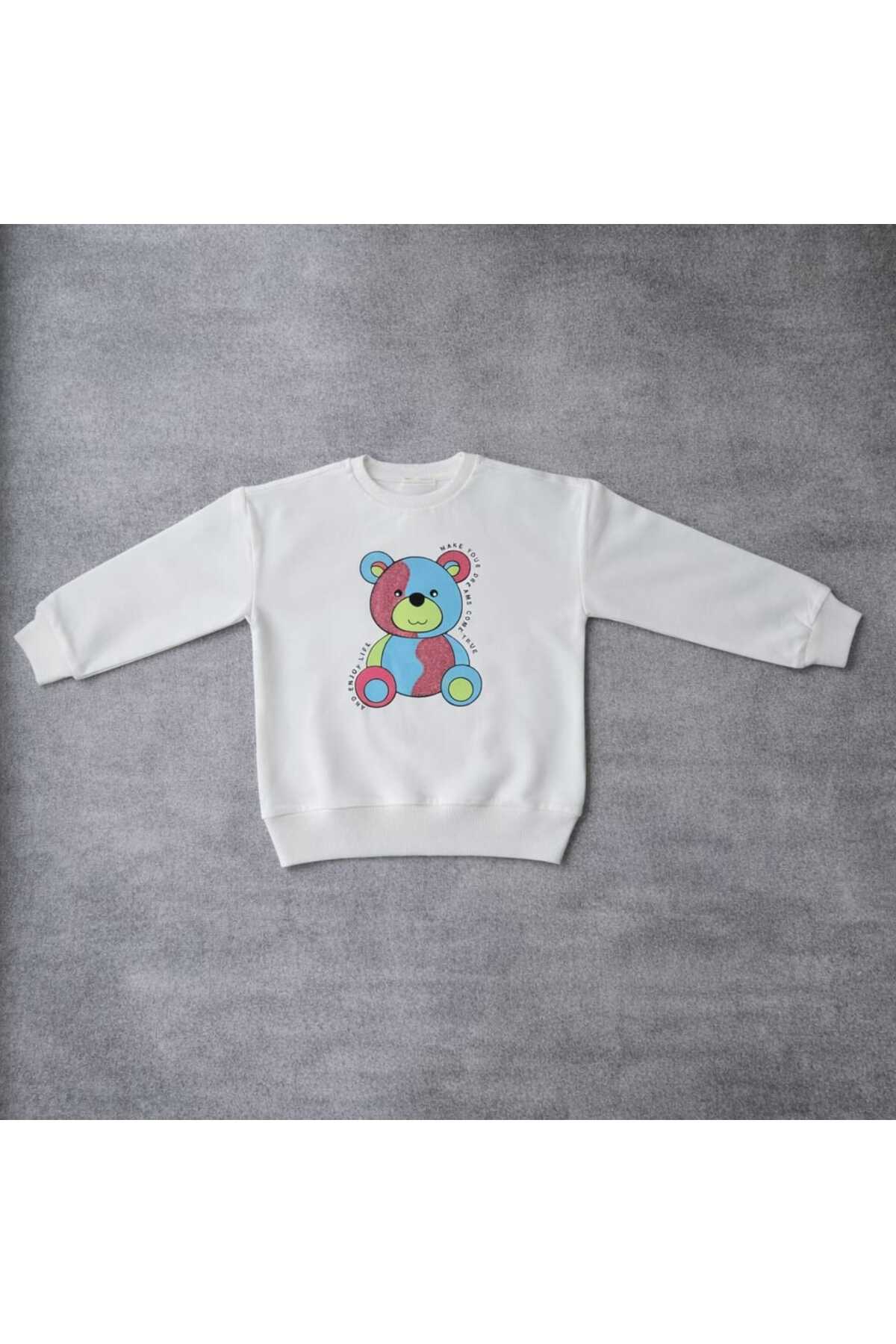 Zeyland Simli Ayıcık Desenli Beyaz Kız Çocuk Sweatshirt fotoğrafı 2 (önizleme)