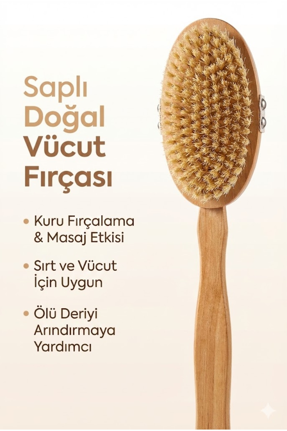 sonx Saplı Doğal Vücut Fırçası – Sırt İçin Uzun Saplı, Kuru Fırçalama ve Masaj Etkili — MJGN-73