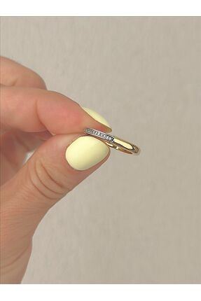 QA Quella Accessories ÖZEL SERİ ÇİFT TARAFLI ZİRKON 14 AYAR ALTIN KAPLAMA GÜM...