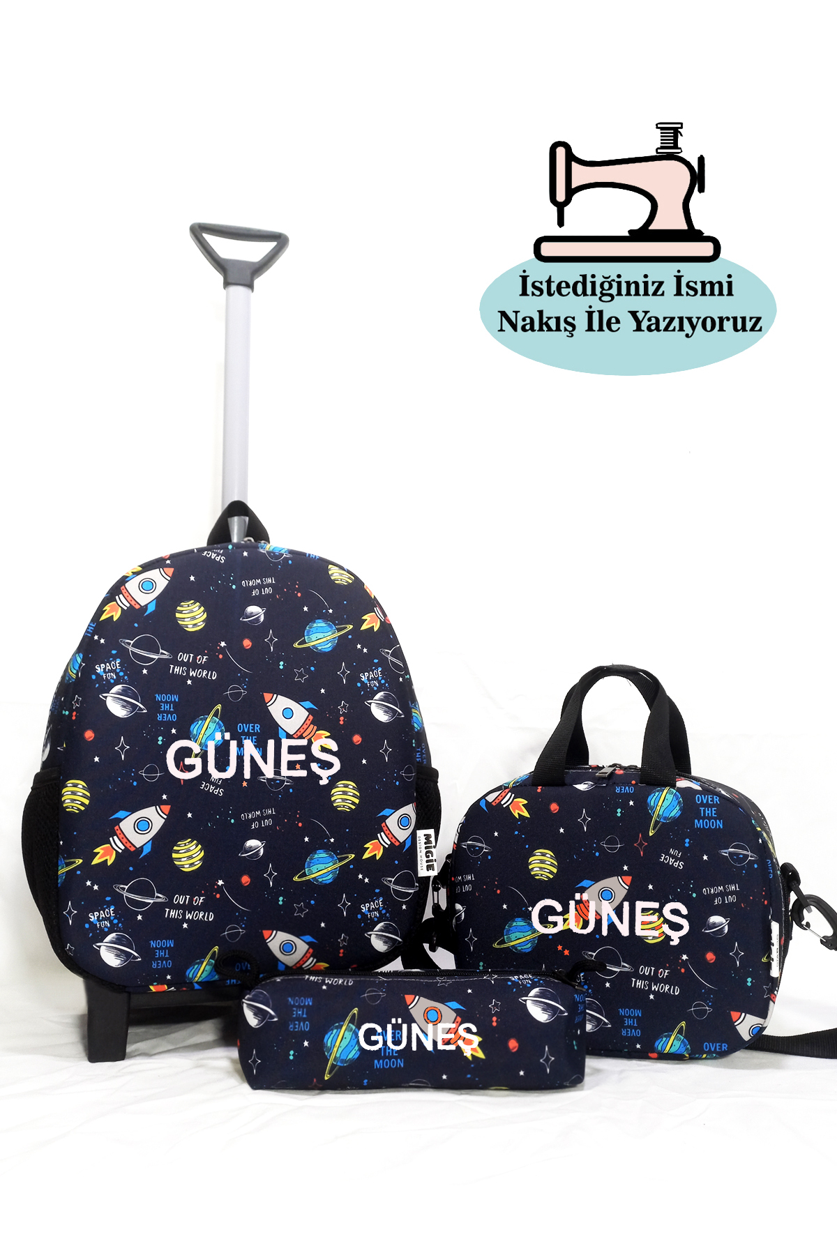 Personalized 2-7Year Rickshaw Bag + Lunch Bag + Nursery/Kindergarten Set Space
