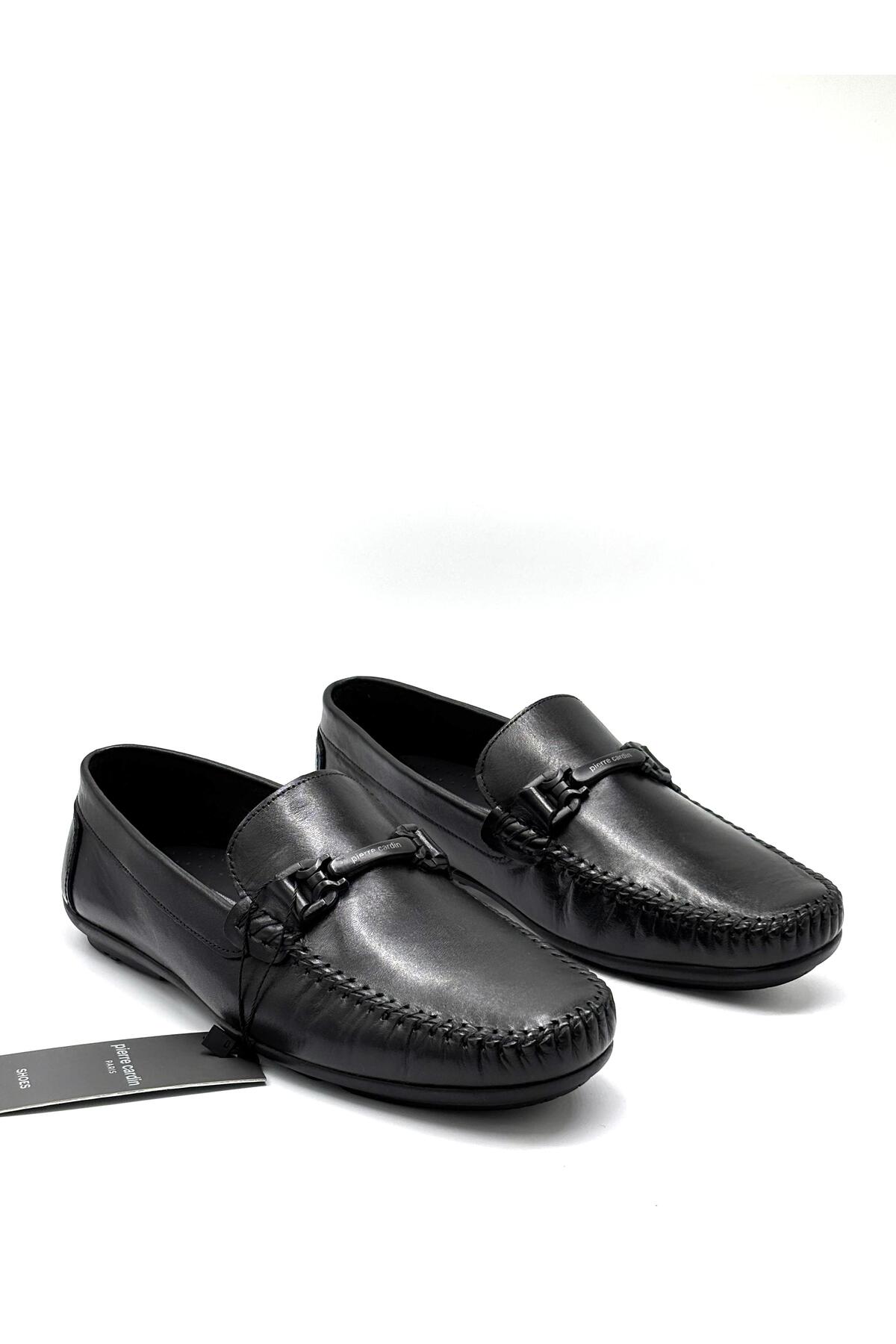 کفش مردانه چرم اصل ۹۰۱۵۵ مشکی پیر کاردین کفش کژوال Pierre Cardin