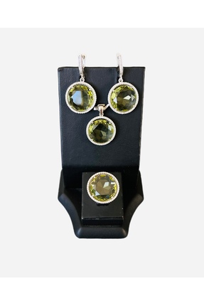 Turkuaz Silver Peridot Taşlı Set Takım