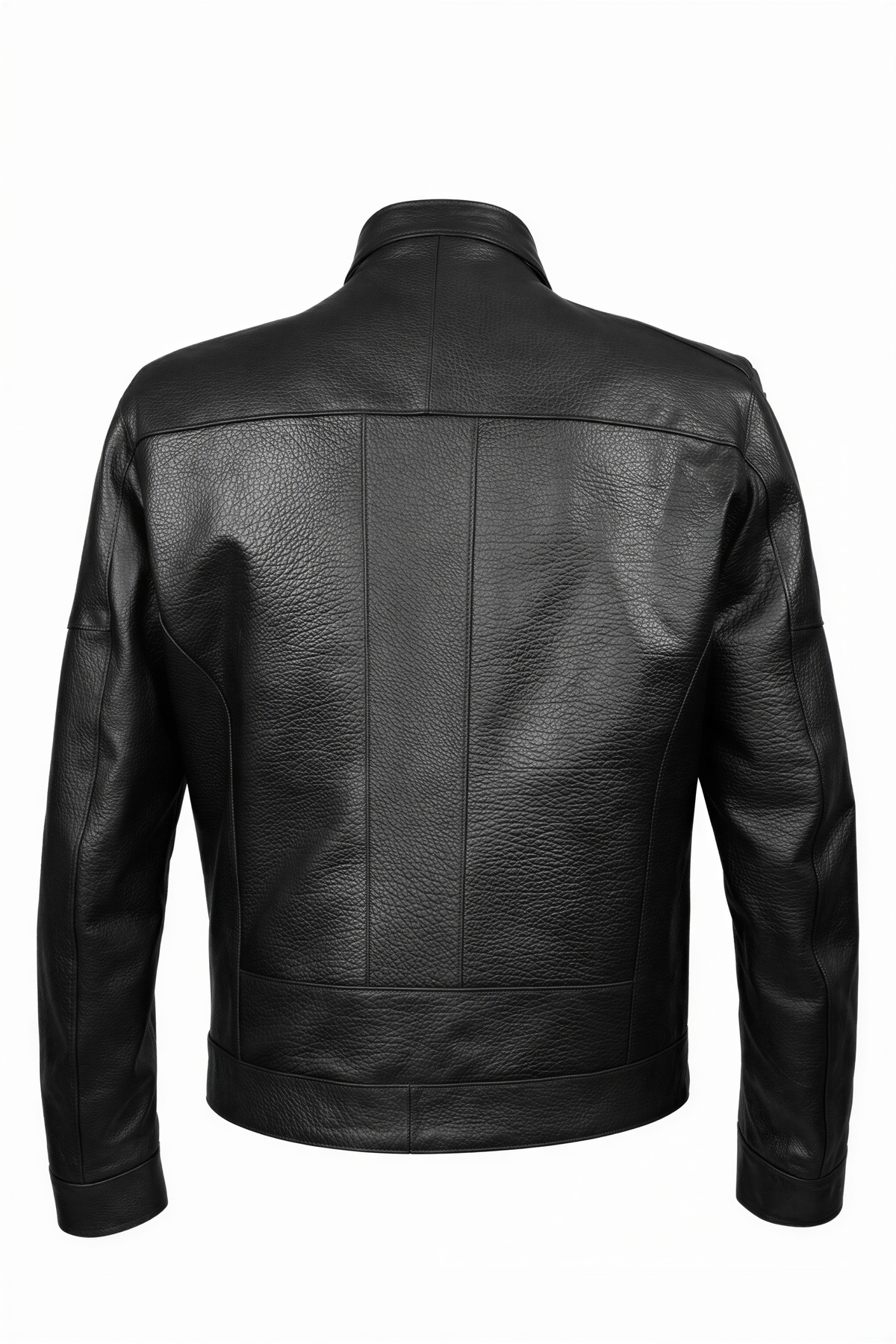 VELZANA  Erkek Hakiki Jumbo Deri Ceket Siyah | Dik Yaka, Fermuarlı, Cepli, Kışlık - Görsel 3