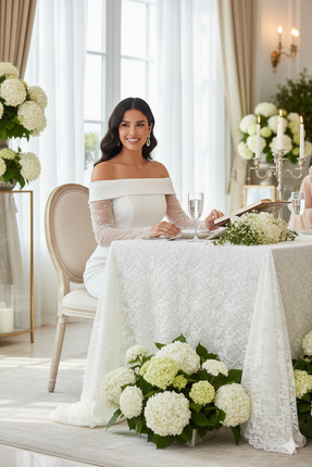 Hey Ashley Kırık Beyaz İncili Kol Detaylı Abiye