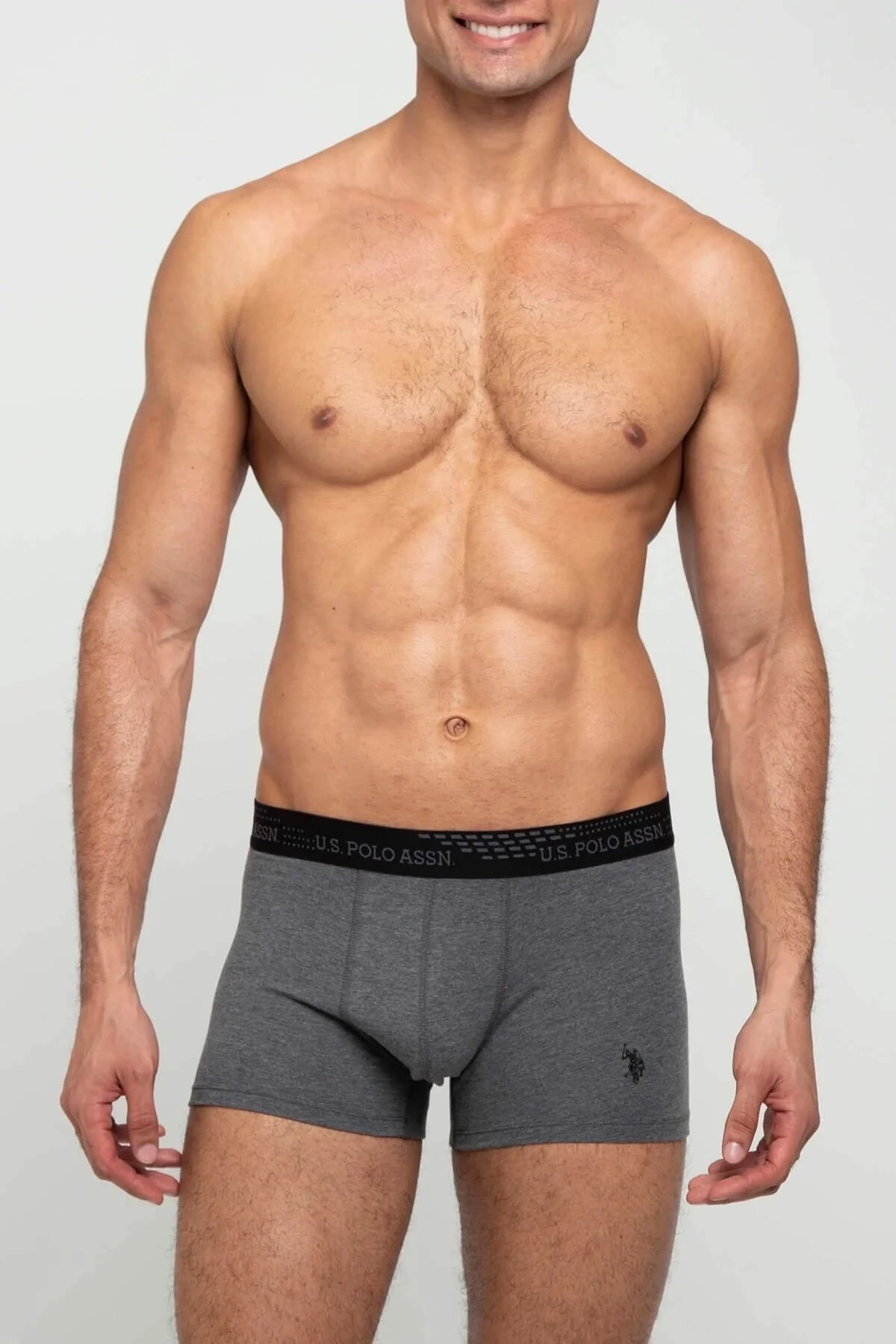 یو اس پولو شورت بوکس مردانه آنتراسیت ملانژ - بسته ۲ عددی مشکی