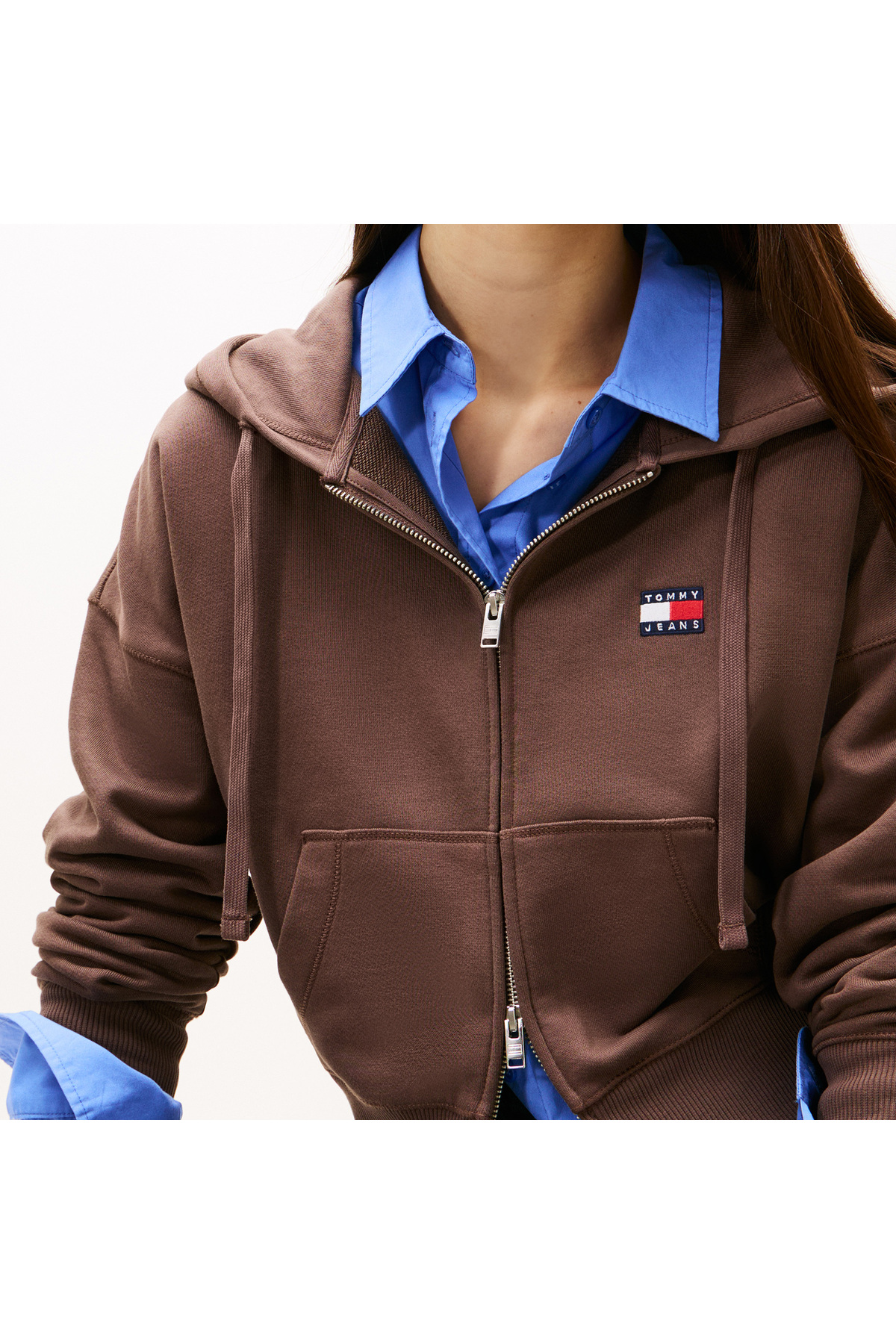 Tommy Hilfiger Bxy Crop Zip Kadın Kahverengi Sweatshirt - Fiyatı