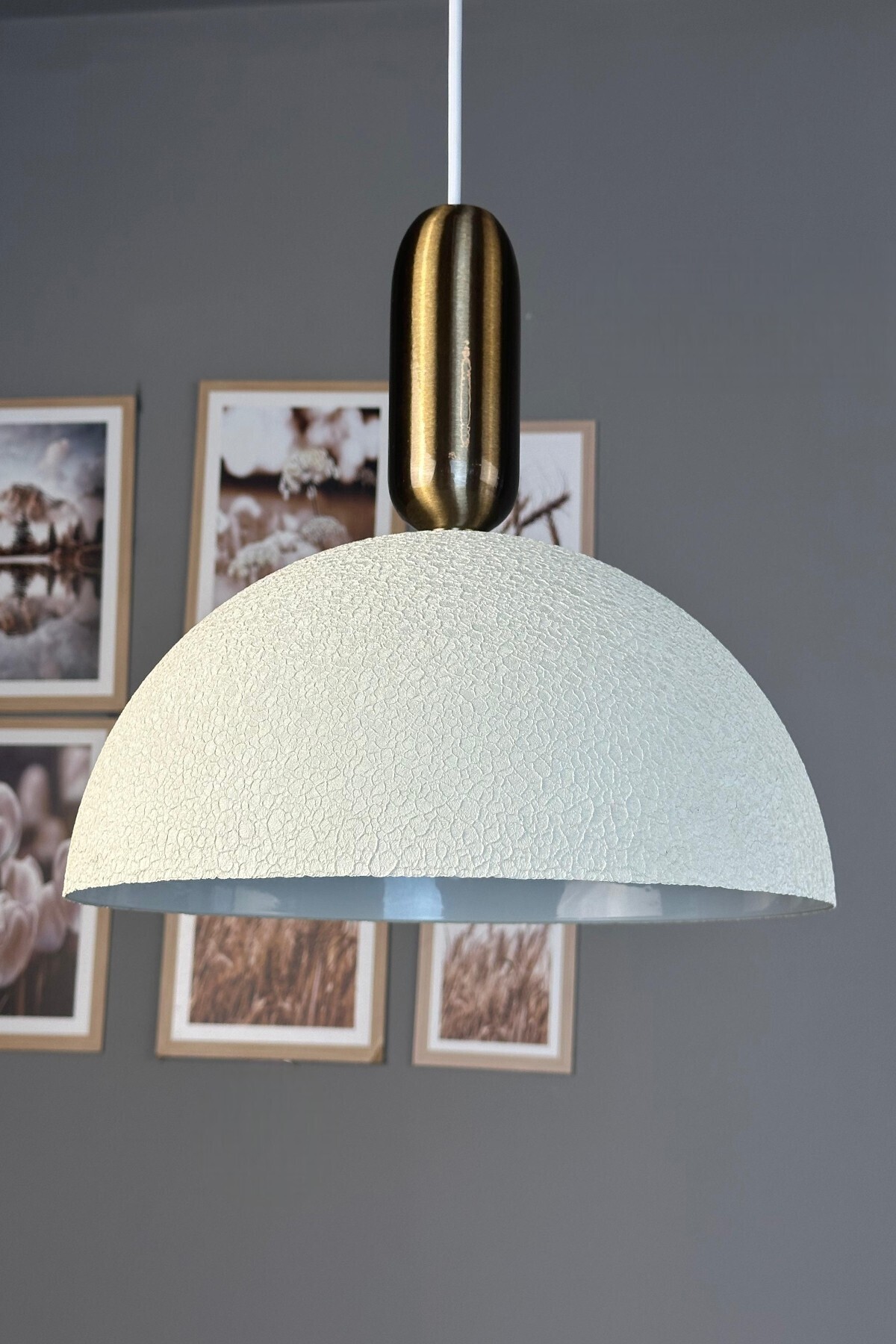 Yimpi Textured White Chandelier Antique Mystic Headboard Single Pendant Living Room Kitchen Hairdresser Cafe Lamp Decorative