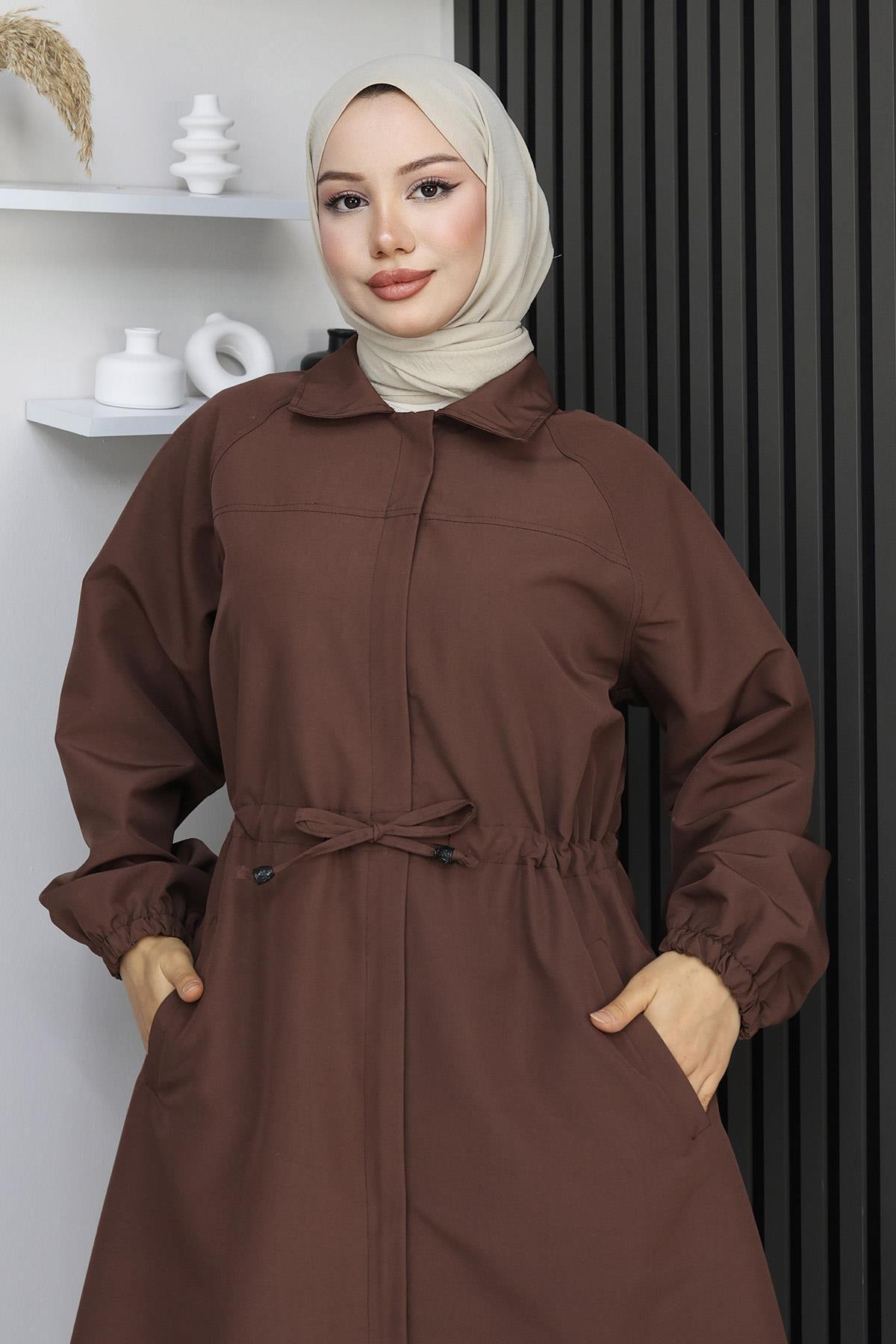 MİSSKAYLE Gizli Patlı Trençkot Mürdüm 4430 görsel 3