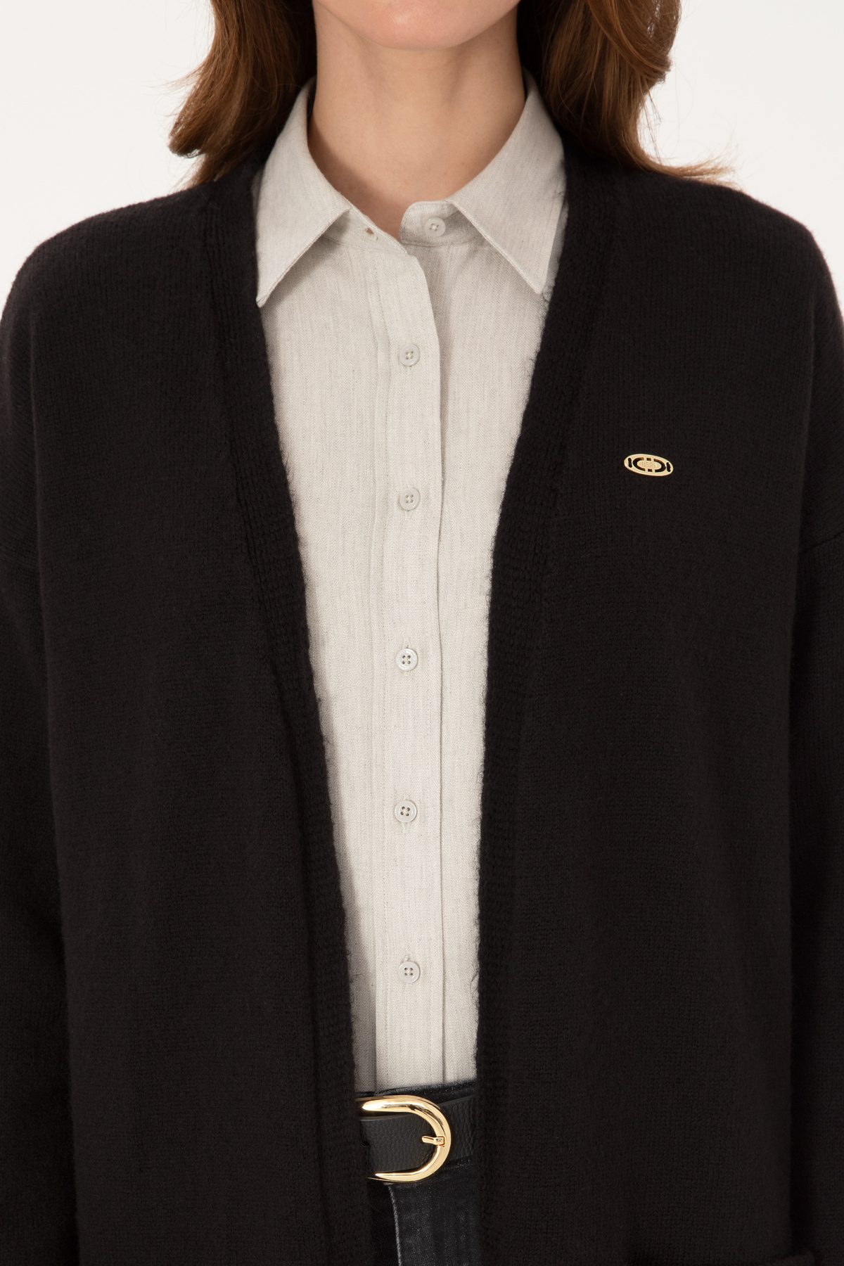 U.S. Polo Assn.  Kadın Siyah V Yaka Triko Hırka 50314660-VR046 - Görsel 6