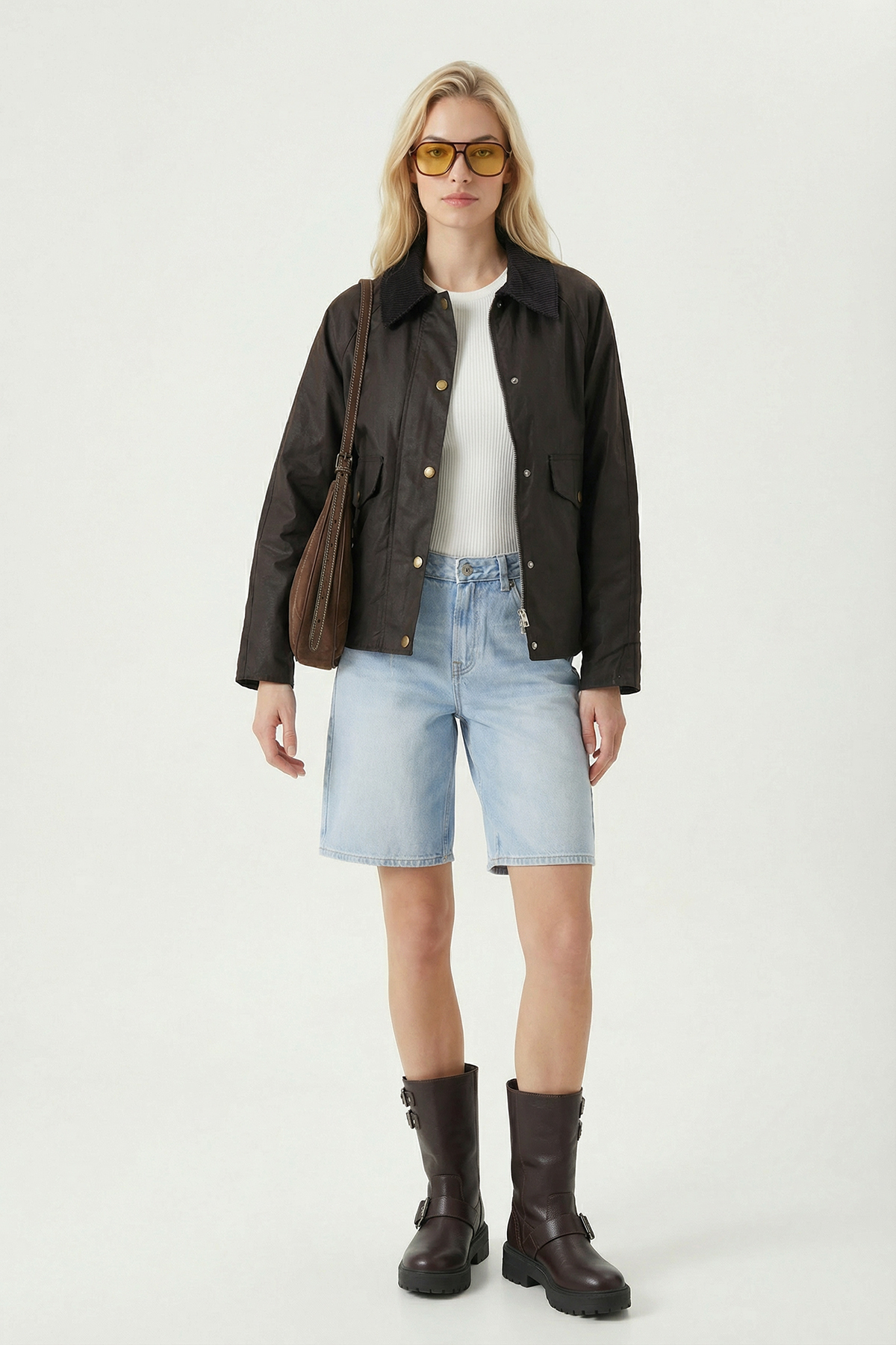 Lovelyİstanbul  Mumlu Görünümlü Kontrast Detaylı Ceket LBY0037 KAHVERENGİ - Görsel 2