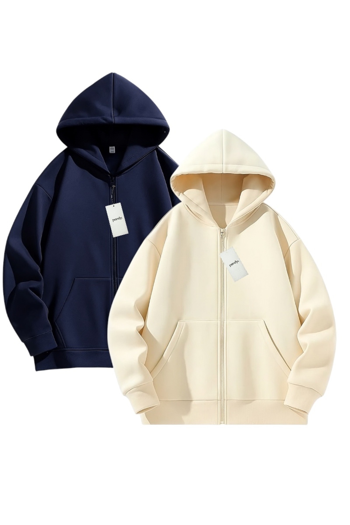 pandy 2'li Kapüşonlu Unisex Fermuarlı Sweatshirt / Hırka — رنگارنگ fermuarlısweatshirt