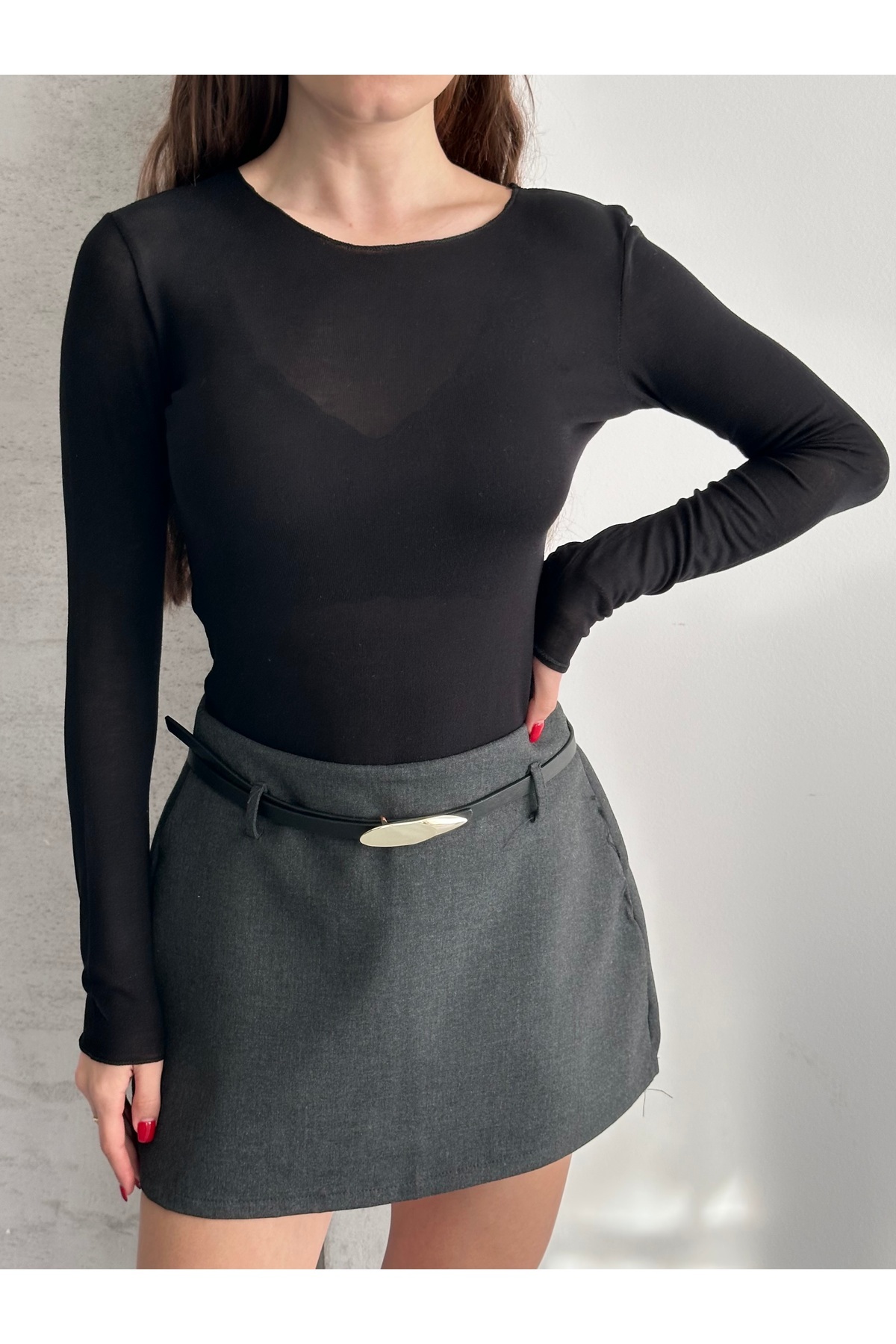 Women's Crew Neck Transparent Blouse