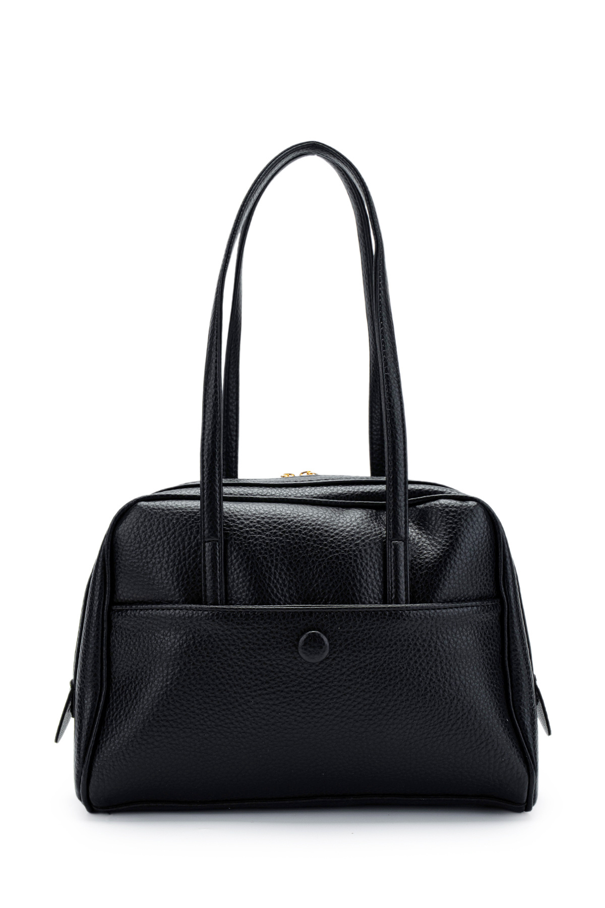 Front Pocket Detailed Leather Rocky Women's Sleeve Bag Black