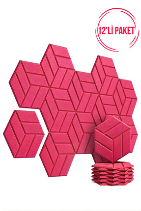 Walter White 12'li Pembe Altıgen Duvar Karoları Dekoratif Isı Yalıtım, Ses Ya...