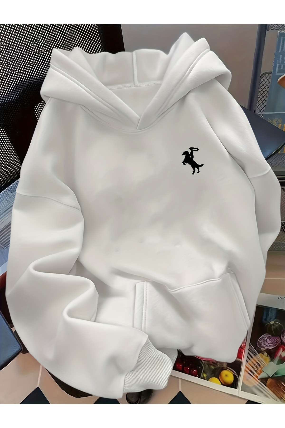Deocept MIX BASKILI OVERSİZE UNISEX KADIN/ ERKEK KAPÜŞONLU SWEATSHİRT