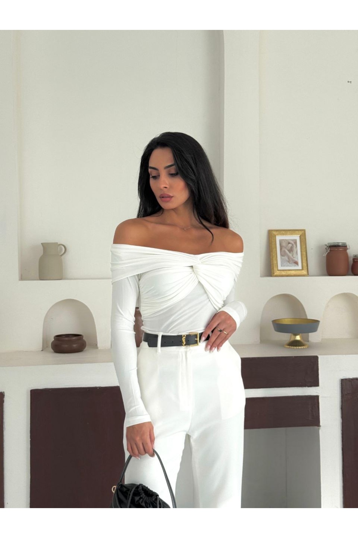 LİSAA BUTİK Dámská halenka s límcem a uzly ve stylu Madonna