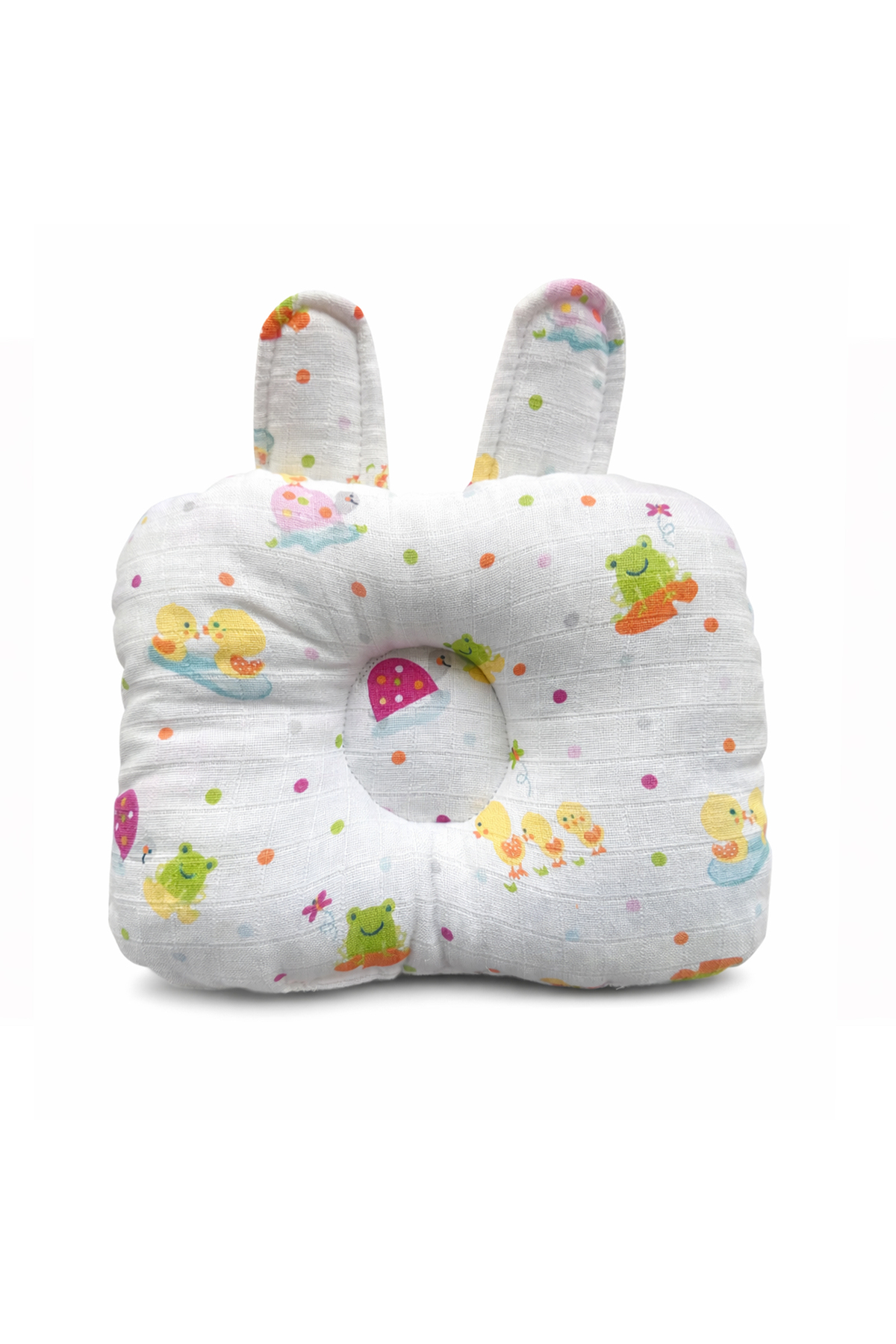 Jaju Baby Düzleşme Önleyici Bebek Kafa Yastığı – Ördek & Kurbağa Desenli | 20x25 cm fotoğrafı 2 (önizleme)