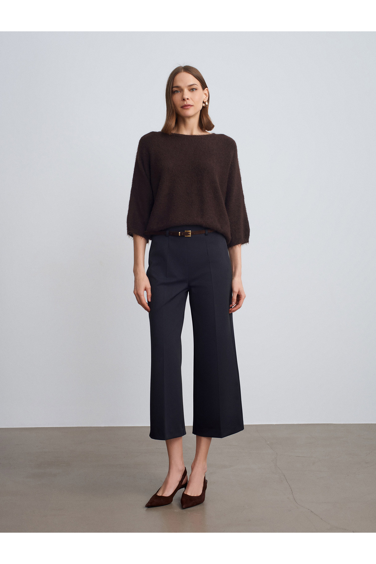 Dilvin 72254 Kemerli Culotte Pantolon-K.Lacivert görsel 4