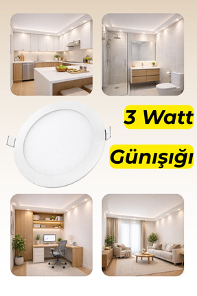 ENFE 3W Slim Yuvarlak Led Panel ◆ Gün Işığı ◆ Enerji Tasarruflu İnce Tasarım ...