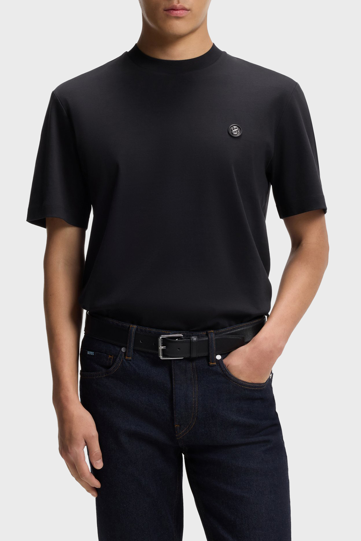 باس تی شرت مردانه طرح لوگودار طرح نخی یقه گرد معمولی کد ۵۰۵۵۵۸۴۴ ۴۰۴