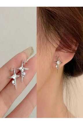 Lavinza Takı Kadın Kuzey Yıldızı Gümüş Tasarım Çelik Kararmaz Küpe