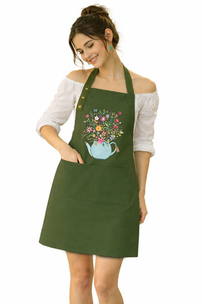 Hulganz Kumaş Mutfak Önlüğü Leke Tutmaz Su itici Kumaş Solmaz Baskı Demlik Çi...